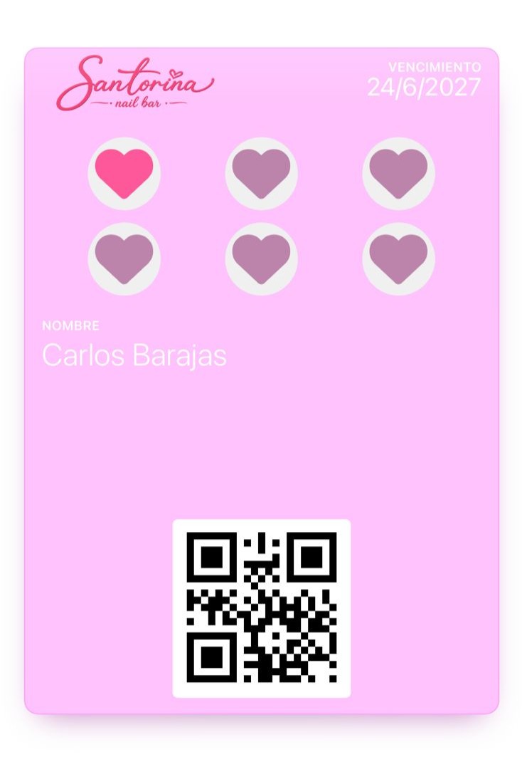 Tarjeta de fidelidad digital de Santorina Nail Bar